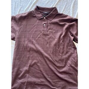 Sean John Mens Brown Striped Short Sleeve Polo Shirt‎ Size L